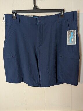 Birdie Bound Cargo Shorts Performance Golf Flat Front Men's Size 40 Navy Blue
